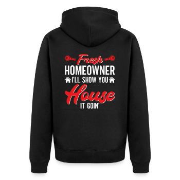 Neue Hauseigentümer Einweihung Frisch - Unisex Premium Bio Zip Hoodie - Schwarz - Hinten - Nico (187cm)