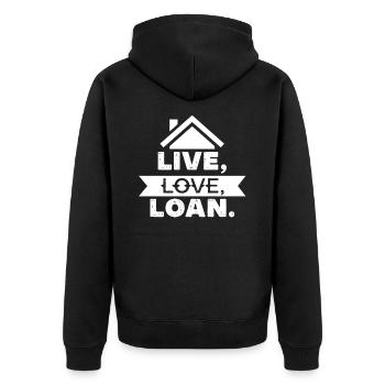 Neue Hauseigentümer Einweihung Lustig Leben, - Unisex Premium Bio Zip Hoodie - Schwarz - Hinten - Nico (187cm)