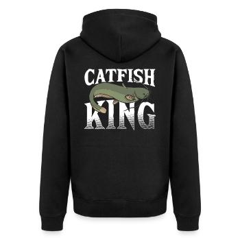 Catfish King Catfish Fishing Fish Hunting - Unisex Premium Bio Zip Hoodie - Schwarz - Hinten - Nico (187cm)