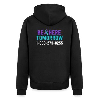 Be Here Tomorrow Suicide Prevention Awareness - Unisex Premium Organic Zip Hoodie - black - Back - Nico (187cm)