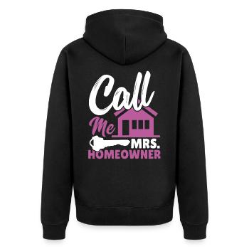 Call Me Mrs. Homeowner Housewarming Party - Unisex Premium Bio Zip Hoodie - Schwarz - Hinten - Nico (187cm)