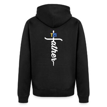 T21 Père Christian Cross Fier Papa En Bas - Veste à capuche bio Premium Unisexe - noir - Dos - Nico (187cm)