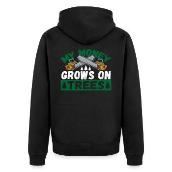 Baumpfleger Holzfäller Wald Holz Forstwirtschaft M - Unisex Premium Bio Zip Hoodie - Schwarz - Hinten - Nico (187cm)