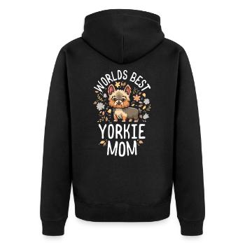 Meilleurs mondes Yorkie Mom Dog Mama Yorkshire Terrier - Veste à capuche bio Premium Unisexe - noir - Dos - Nico (187cm)