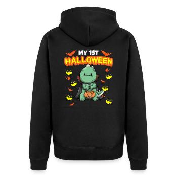 My First Halloween Scary Hallow's Eve Birthday - Unisex Premium Bio Zip Hoodie - Schwarz - Hinten - Nico (187cm)