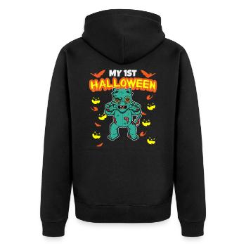 My First Halloween Scary Hallow's Eve Birthday - Unisex Premium Organic Zip Hoodie - black - Back - Nico (187cm)