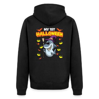 My First Halloween Scary Hallow's Eve Birthday - Unisex Premium Organic Zip Hoodie - black - Back - Nico (187cm)