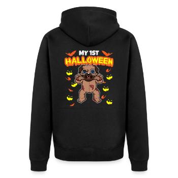 My First Halloween Scary Hallow's Eve Birthday - Unisex Premium Organic Zip Hoodie - black - Back - Nico (187cm)