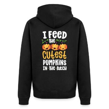I Feed The Cutest Pumpkins In The Patch Lunch - Unisex Premium Organic Zip Hoodie - black - Back - Nico (187cm)