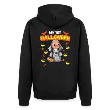 My First Halloween Scary Hallow's Eve Birthday - Unisex Premium Organic Zip Hoodie - black - Back - Nico (187cm)