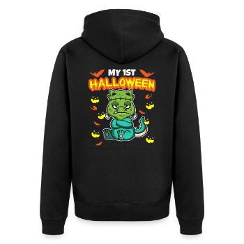 My First Halloween Scary Hallow's Eve Birthday - Unisex Premium Bio Zip Hoodie - Schwarz - Hinten - Nico (187cm)