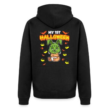 My First Halloween Scary Hallow's Eve Birthday - Unisex Premium Organic Zip Hoodie - black - Back - Nico (187cm)