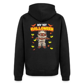 My First Halloween Scary Hallow's Eve Birthday - Unisex Premium Organic Zip Hoodie - black - Back - Nico (187cm)