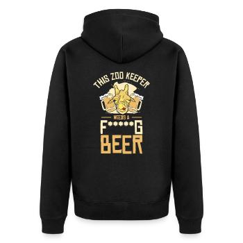 Zookeeper trinkt Bier Zookeeing Bierliebhaber - Unisex Premium Bio Zip Hoodie - Schwarz - Hinten - Nico (187cm)