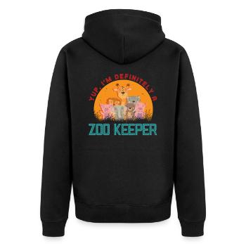 Zoowärter Wildtiere Zoowärter Natur Zootier - Unisex Premium Bio Zip Hoodie - Schwarz - Hinten - Nico (187cm)