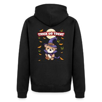 Trick Or Treat Scary Creepy Halloween Monster - Unisex Premium Organic Zip Hoodie - black - Back - Nico (187cm)