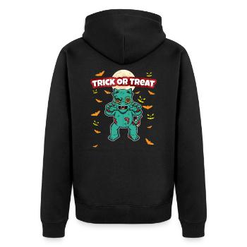 Trick Or Treat Scary Creepy Halloween Monster - Unisex Premium Bio Zip Hoodie - Schwarz - Hinten - Nico (187cm)