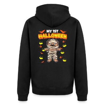 My First Halloween Scary Hallow's Eve Birthday - Unisex Premium Organic Zip Hoodie - black - Back - Nico (187cm)