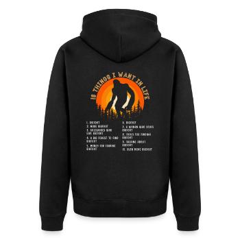 Bigfoot Sasquatch Yeti Hike and Seek - Unisex Premium Organic Zip Hoodie - black - Back - Nico (187cm)