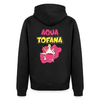 Aqua Tofana Vintage Poison Bottle Skull Pop Art - Unisex Premium Organic Zip Hoodie - black - Back - Nico (187cm)