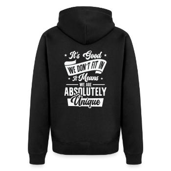 Positivität Außenseiter Dichter Poesie - Unisex Premium Bio Zip Hoodie - Schwarz - Hinten - Nico (187cm)