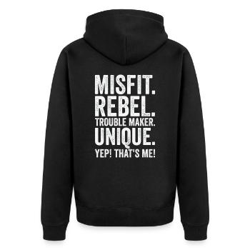 Positivity Misfits Poets Poetry Unique Uniqueness - Unisex Premium Organic Zip Hoodie - black - Back - Nico (187cm)