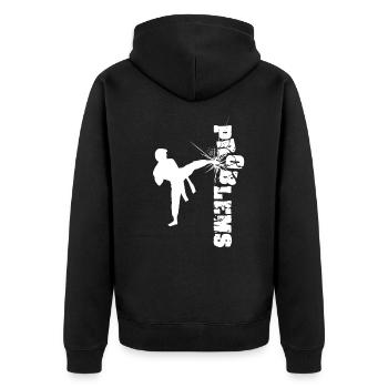 Problem Karate Kampfsportarten Kämpfen - Unisex Premium Bio Zip Hoodie - Schwarz - Hinten - Nico (187cm)