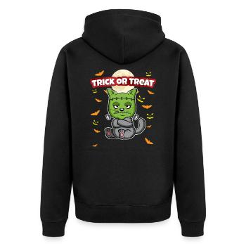 Trick Or Treat Scary Creepy Halloween Monster - Unisex Premium Bio Zip Hoodie - Schwarz - Hinten - Nico (187cm)