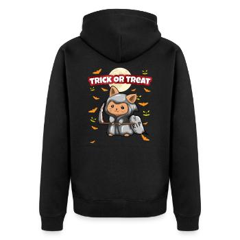 Trick Or Treat Scary Creepy Halloween Monster - Unisex Premium Organic Zip Hoodie - black - Back - Nico (187cm)