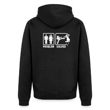Problem Stick Figure Couple Relationship Lovers - Unisex Premium Organic Zip Hoodie - black - Back - Nico (187cm)