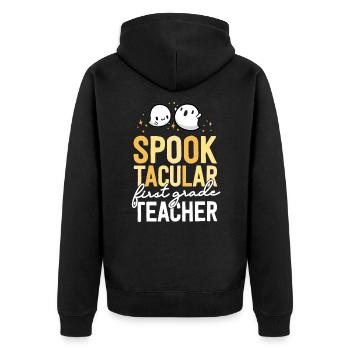 Enseignant de 1re année École de jumelage d’Halloween d’abord - Veste à capuche bio Premium Unisexe - noir - Dos - Nico (187cm)
