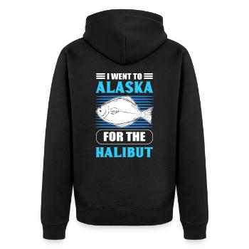 I Went to Alaska for the Halibut Fishing Fish - Unisex Premium Organic Zip Hoodie - black - Back - Nico (187cm)