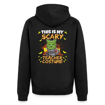This Is My Scary Teacher Costume School Halloween - Unisex Premium Organic Zip Hoodie - black - Back - Nico (187cm)