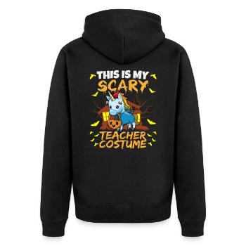 This Is My Scary Teacher Costume School Halloween - Unisex Premium Organic Zip Hoodie - black - Back - Nico (187cm)