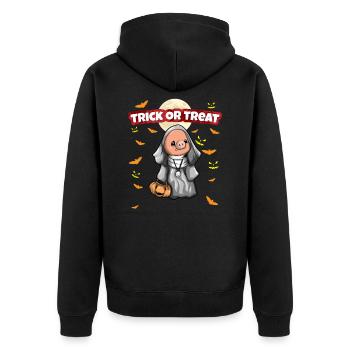 Trick Or Treat Scary Creepy Halloween Monster - Unisex Premium Organic Zip Hoodie - black - Back - Nico (187cm)