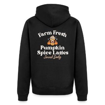 Farm Fresh Pumpkin Spice Latte PSL Retro Fall - Unisex Premium Organic Zip Hoodie - black - Back - Nico (187cm)