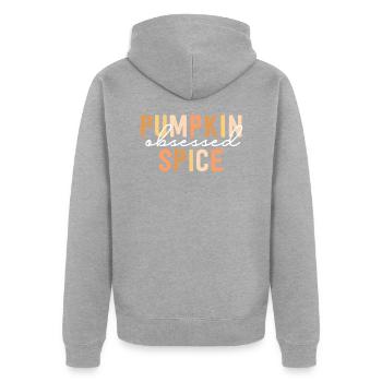 Pumpkin Spice Obsessed Coffee PSL Vintage Fall - Unisex Premium Organic Zip Hoodie - heather grey - Back - Nico (187cm)