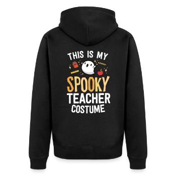 This Is My Spooky Teacher Costume Kawaii Ghost - Unisex Premium Organic Zip Hoodie - black - Back - Nico (187cm)