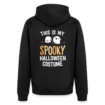 Das ist mein gruseliges Halloween Kostüm Kawaii Spoopy - Unisex Premium Bio Zip Hoodie - Schwarz - Hinten - Nico (187cm)