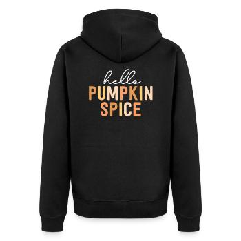Hello Pumpkin Spice Latte Cute PSL Vintage Fall - Unisex Premium Organic Zip Hoodie - black - Back - Nico (187cm)