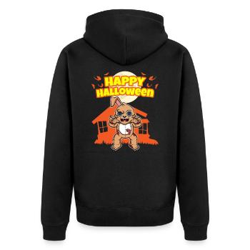 Happy Halloween Scary Funny Hallow's Eve Costume - Unisex Premium Organic Zip Hoodie - black - Back - Nico (187cm)