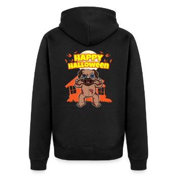 Happy Halloween Scary Funny Hallow's Eve Costume - Unisex Premium Organic Zip Hoodie - black - Back - Nico (187cm)
