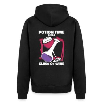 Aqua Tofana Weintrinken Mordgeheimnis - Unisex Premium Bio Zip Hoodie - Schwarz - Hinten - Nico (187cm)