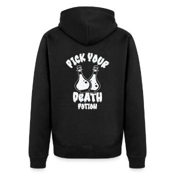 Aqua Tofana Skull Potion Mystery Fan Poison Bottle - Unisex Premium Organic Zip Hoodie - black - Back - Nico (187cm)