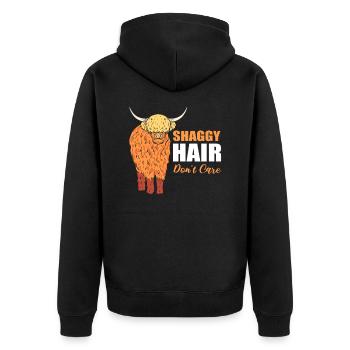 Shaggy Hair Don't Care Highland Cattle Breeder - Unisex Premium Organic Zip Hoodie - black - Back - Nico (187cm)