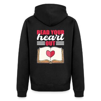 Read Your Heart Out Librarian Library Book Lover - Unisex Premium Organic Zip Hoodie - black - Back - Nico (187cm)
