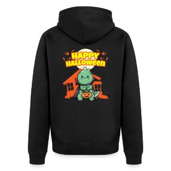 Happy Halloween Scary Funny Hallow's Eve Costume - Unisex Premium Organic Zip Hoodie - black - Back - Nico (187cm)