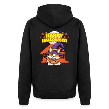 Happy Halloween Scary Funny Hallow's Eve Costume - Unisex Premium Organic Zip Hoodie - black - Back - Nico (187cm)