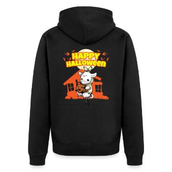 Happy Halloween Scary Funny Hallow's Eve Costume - Unisex Premium Organic Zip Hoodie - black - Back - Nico (187cm)