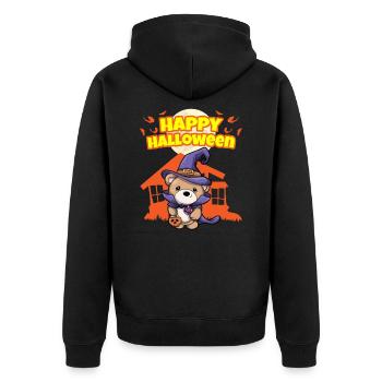 Happy Halloween Scary Funny Hallow's Eve Costume - Unisex Premium Organic Zip Hoodie - black - Back - Nico (187cm)